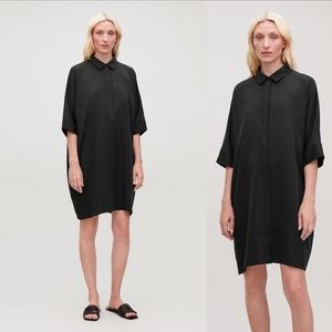 COS Draped Boxy Shirt Dress - black - size M